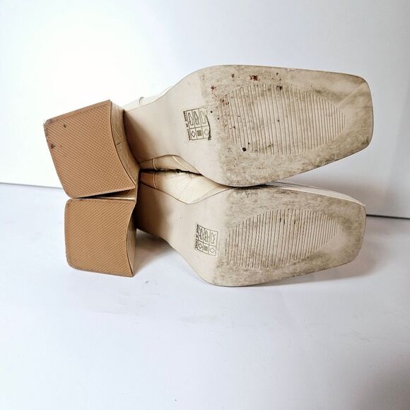 Princess Polly Square Toe Eastern Boot Beige Faux Croc Size 6 - Picture 6 of 8